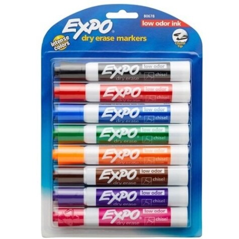 Expo Dry Erase Markers, Chisel Tip, Assorted, 4/Pack (80174