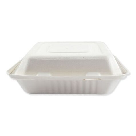 6 32 oz. 4-Compartment Plastic Square Container with Flat Lid, Clear, 300  ct.