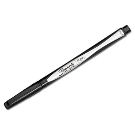 Flair Felt Tip Porous Point Pen, Stick, Extra-Fine 0.4 mm, Black Ink,  Gray/Black Barrel, Dozen
