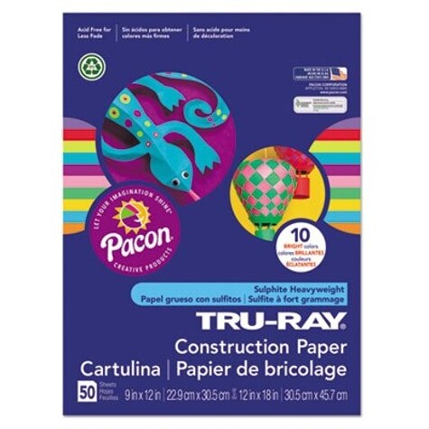 Tru-Ray Construction Paper, 76lb, 18 x 24, Assorted, 50-Pack