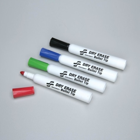 Marker Set, Dry Erase, Tube Type, Bullet Tip, 4 Colors
