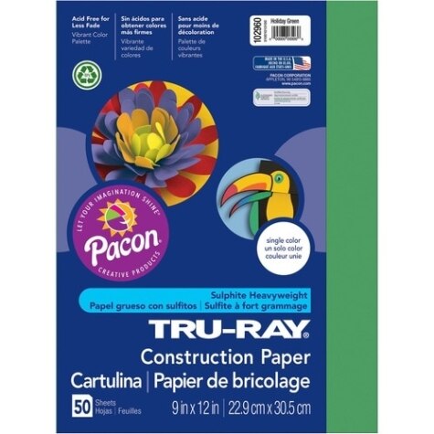 Pacon Tru-Ray Construction Paper, 76lb, 12 X 18, Holiday Red, 50