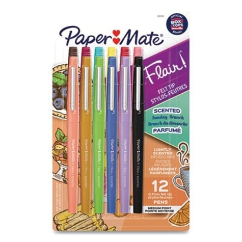 Paper Mate Eraser Mate Stick Ballpoint Pen, Medium 1mm, Black Ink/Barrel,  Dozen (3930158)