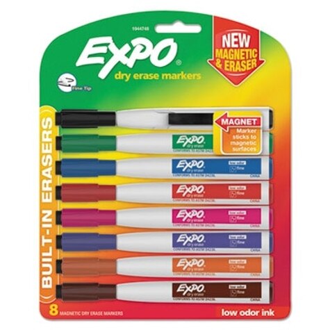 Expo Low-Odor Dry Erase Marker Office Pack, Extra-Fine Needle Tip, Assorted Colors, 36/Pack