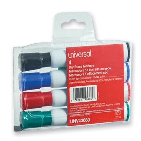 Quartet EnduraGlide Dry-Erase Markers, Chisel Tip, Assorted Colors, 4 Pack  
