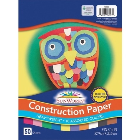 SunWorks Construction Paper, 58lb, 12 x 18, Orange, 50/Pack