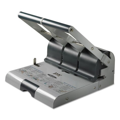 Swingline 74535 28-Sheet Commercial Electric Three-Hole Punch, 9/32  Diameter Hole, Platinum 