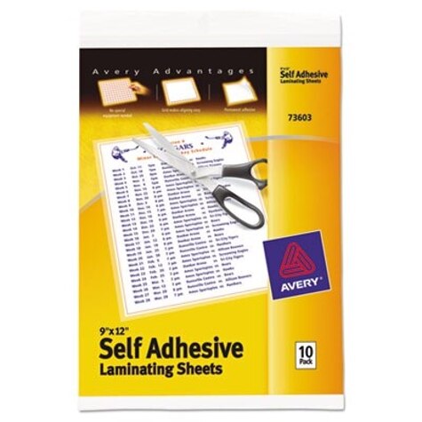 Avery Self-Adhesive Laminating Sheets, 9 x 12, Box of 50