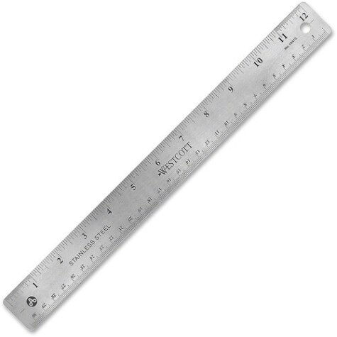 Stainless Steel Office Ruler With Non Slip Cork Base, Standard/Metric, 12  Long
