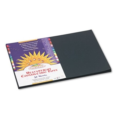 SunWorks Construction Paper, 58lb, 18 x 24, Black, 50/Pack