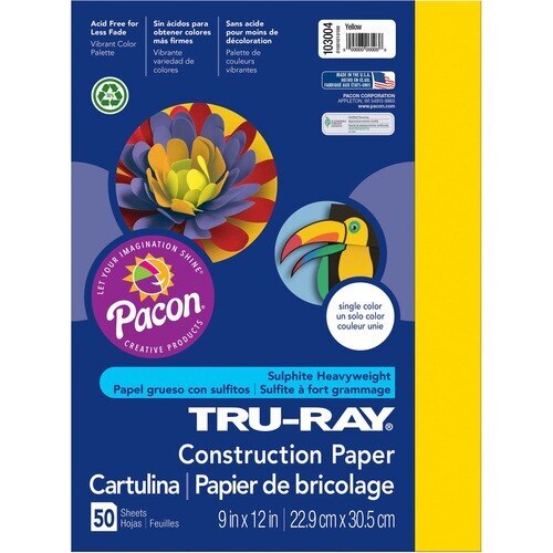 Pacon Tru-Ray Construction Paper, 76lb, 12 x 18, Assorted Bright Colors, 50/Pack