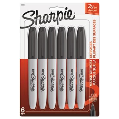 Marks-A-Lot Jumbo Chisel Tip Washable Marker, Black (24158), 6 Packs