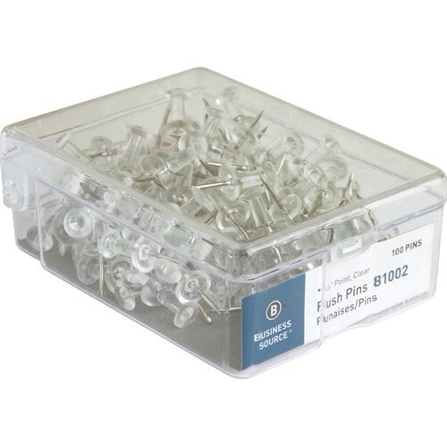 7510009400935 SKILCRAFT Push Pins, Plastic, Clear, 3/8, 100/Box