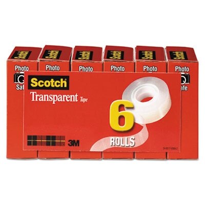 Wall-Safe Tape with Dispenser, 1 Core, 0.75 x 54.17 ft, Clear, 4/Pack
