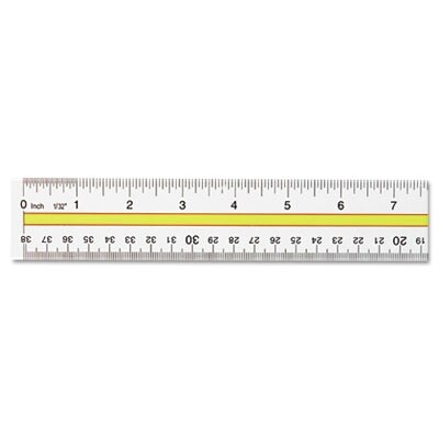 Flat Wood Ruler w/Double Metal Edge, Standard, 12 Long, Clear Lacquer  Finish