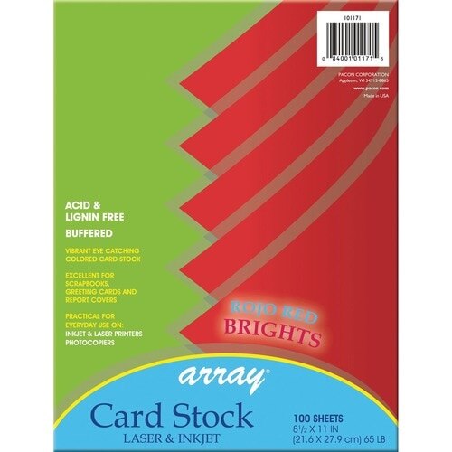 Pacon Array Card Stock, Assorted Colors, Letter, 65 lbs - 250 count