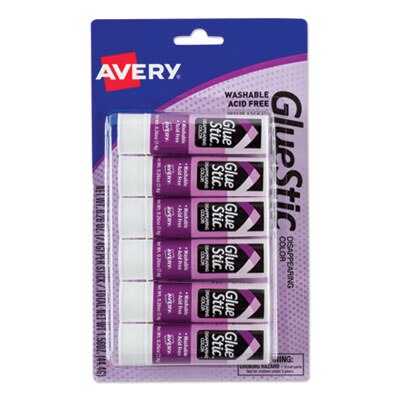 Washable School Glue Sticks, 0.24 oz, Applies Purple, Dries Clear, 4/Pack