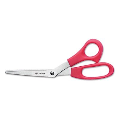 Stainless Steel Office Scissors, 8.5 Long, 3.75 Cut Length, Black Offset  Handle