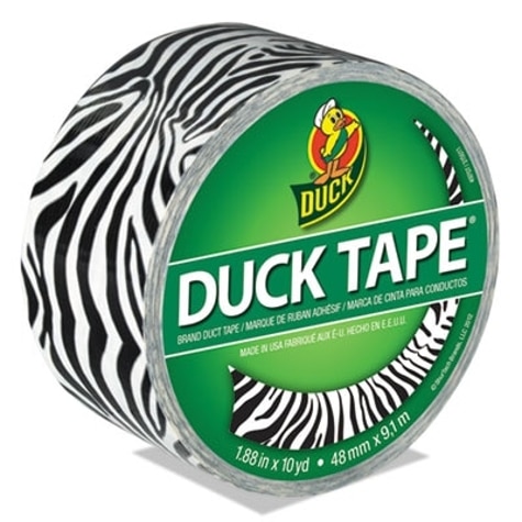 Colored Duct Tape, 3 Core, 1.88 X 10 Yds, Black/White Zebra