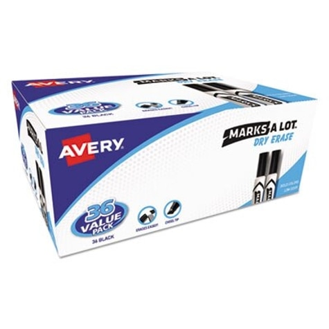 Marks A Lot Desk-Style Dry Erase Marker Value Pack, Broad Chisel Tip,  Black, 36/Pack (