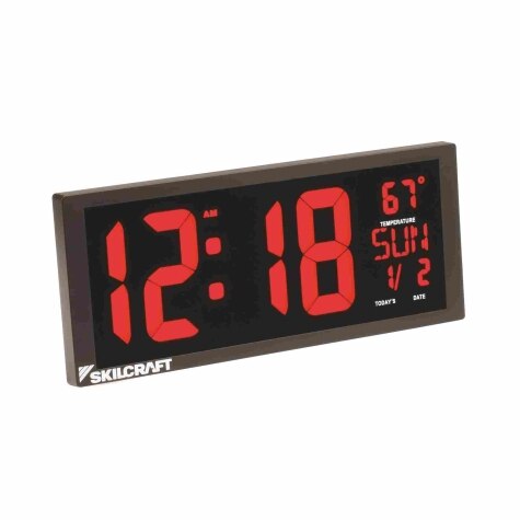 Indvending hæk Livlig Clock, Digital, Wall Mount and Desktop, Self-set Movement, 3.93'' Time  Digits, Black with Red Digits